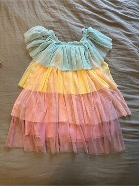 Meri Meri Rainbow Ruffle Princess Dress 3-4T